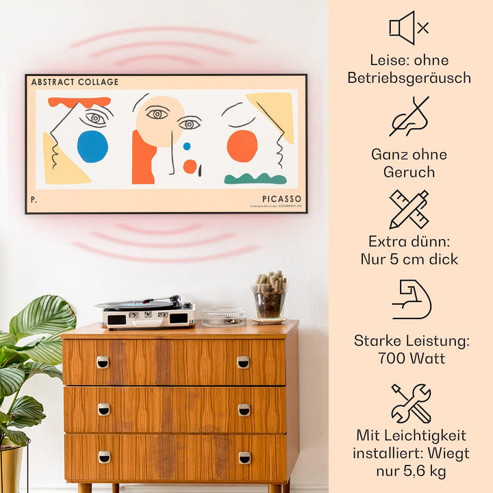 Klarstein Infrarotheizung mit Bild, 700W Infrarotheizung mit Thermostat & IoT/WiFi Infrarotheizung W