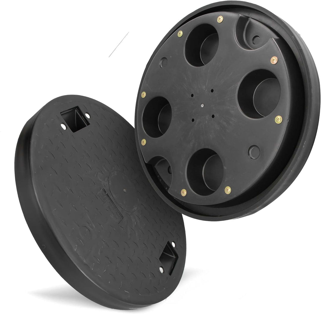 Millto™ Schachtabdeckung Kunststoff Rund Ø DN600 Schwarz PP Kanaldeckel Schachtdeckel | Abflusssteig