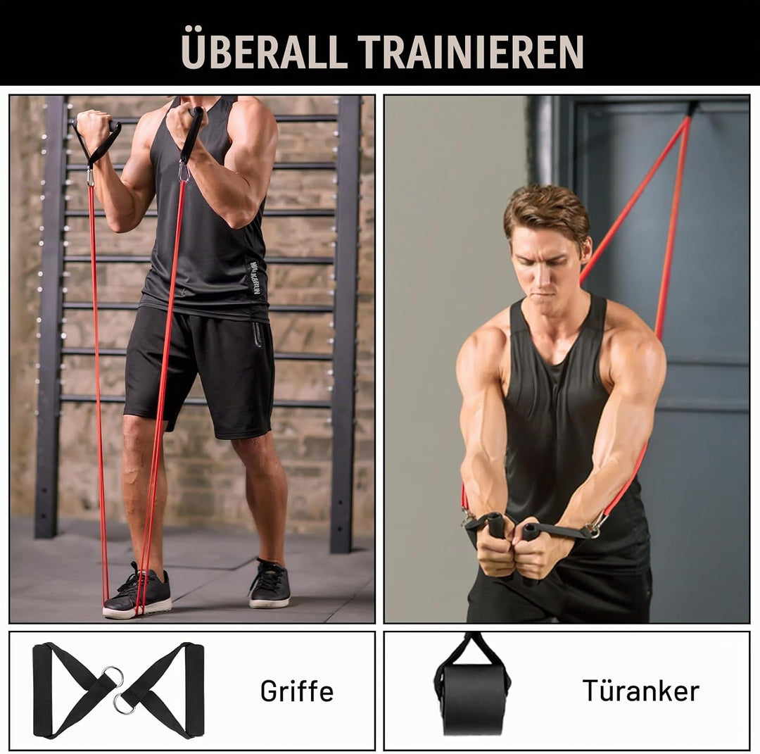 Odoland Fitnessbänder Set Pull Up Resistance Band in 5X Verschiedene Zugstärken – Expander Bänder Se