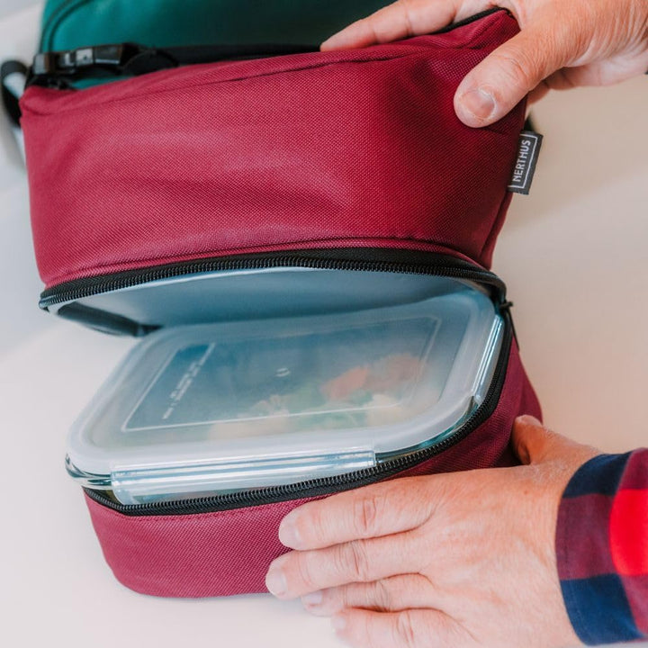 NERTHUS FIH 1505 Isolierte Lunch Tasche schwarz mit Glasbehälter luftdicht 1L Doppelkammer ideal für