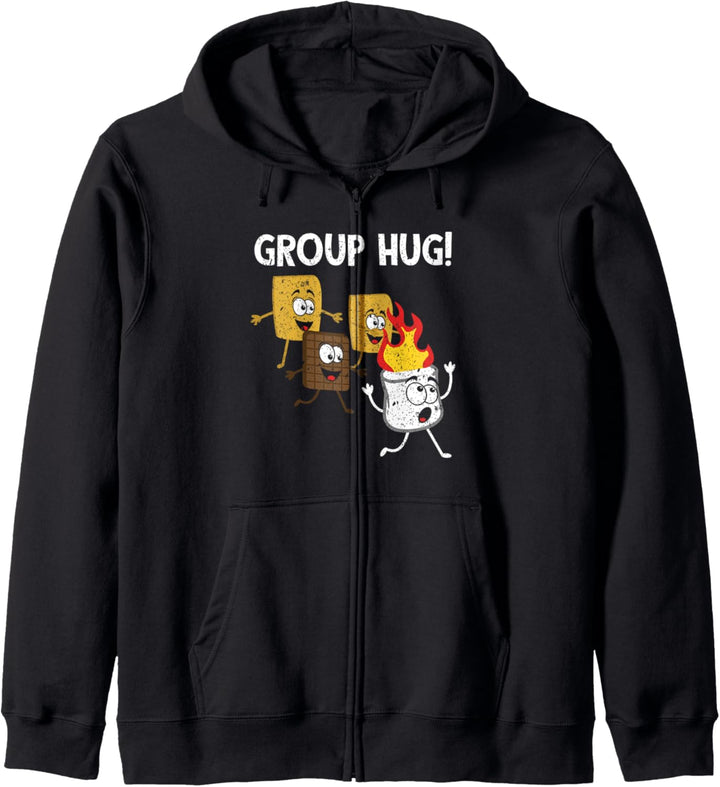 Smores Gruppe Hug s'mores Camping Essen Marshmallows auf Feu Kapuzenjacke