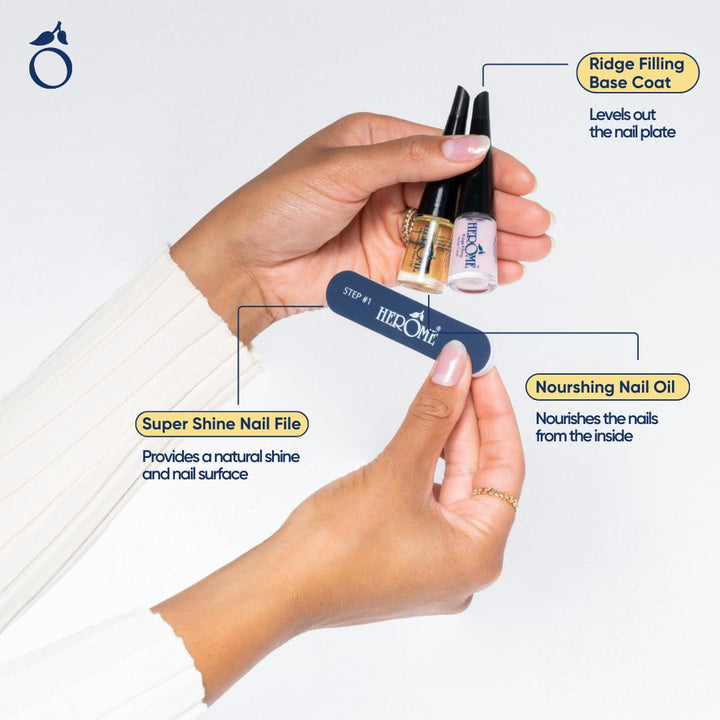 Herome 3-in-1 Maniküre Set für Nägel -1 set- Set mit Pflegende Nagelöl, Rillenfüller und Feile - Rep