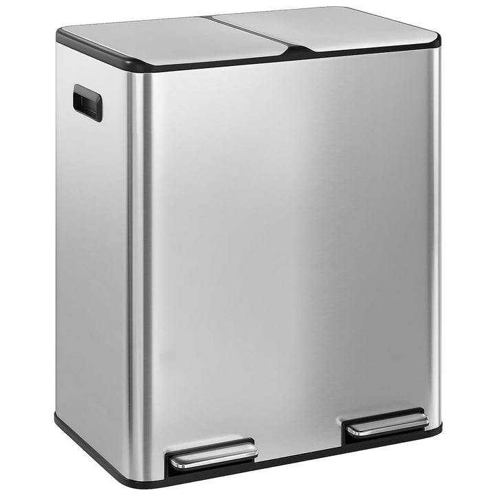 STEELSØN Elyron Mülleimer 2 Fächer – Mülltrennsystem Küche 2x30L aus Edelstahl Silber – Tretmülleime