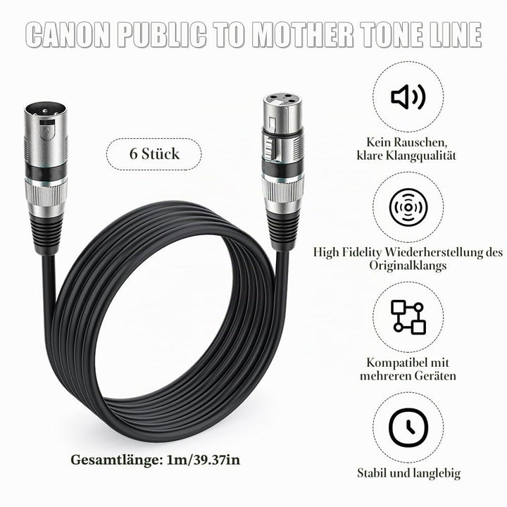 6 Stück XLR Mikrofonkabel, 1M 3 Pin Symmetrisches XLR Kabel DMX Mikrofon Anschlusskabel Stecker auf