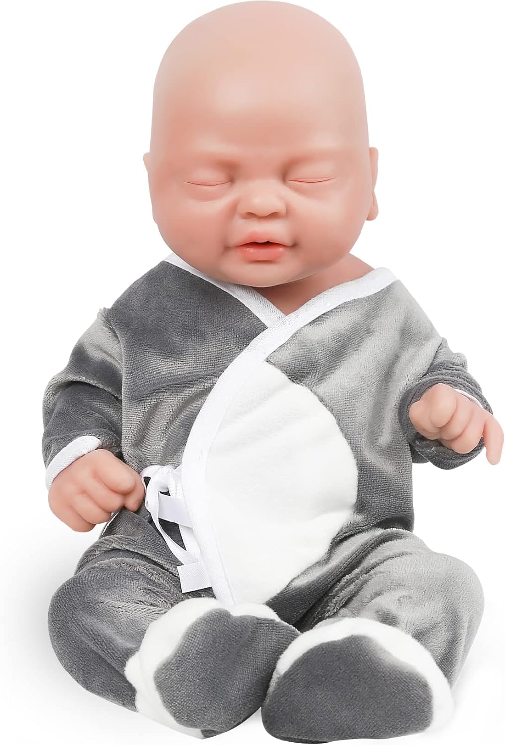 Vollence 36 cm Augen Geschlossen VollSilikon Baby Puppen, Nicht Vinyl Puppen, Kann Einen Schnuller N