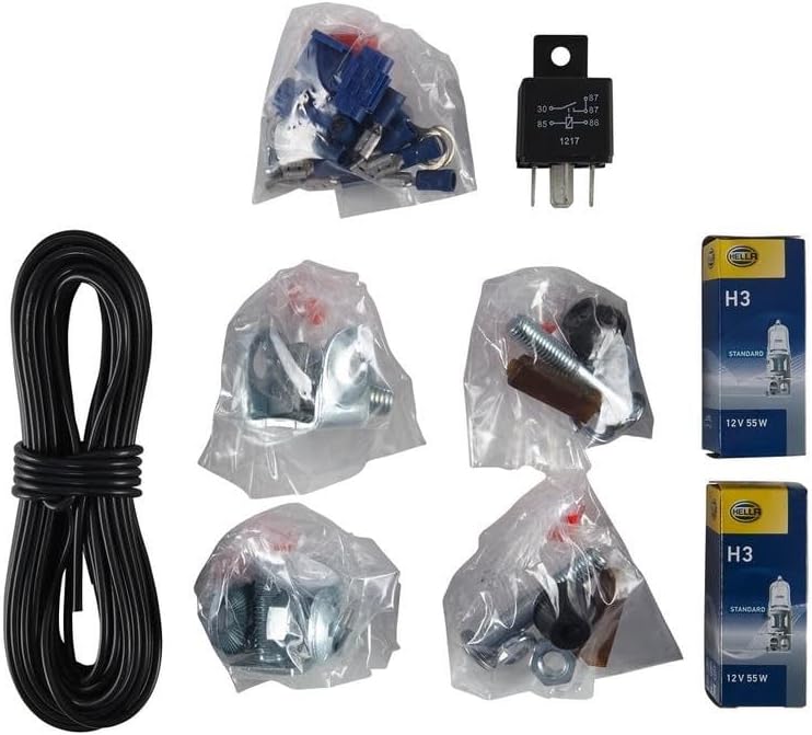 HELLA - FF/Halogen-Fernscheinwerfersatz - Comet FF 500 - 12V - rund - Anbau - glasklare Streuscheibe