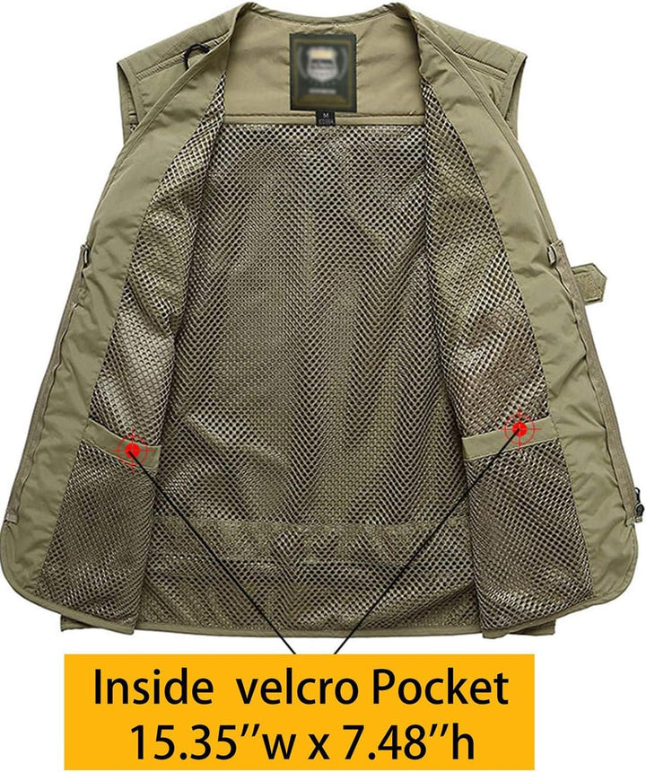 Herren Freizeit Safari Angeln Outdoor Arbeit Weste Jacke Foto Reise Cargo Mesh Weste Multi Taschen A