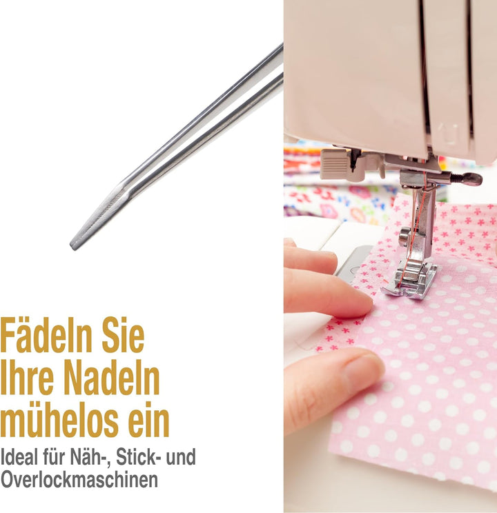 Beaditive 15,5 cm Pinzettenset für Nähmaschinen (10-teilig) mit gezahnten, gebogenen Spitzen | Profe