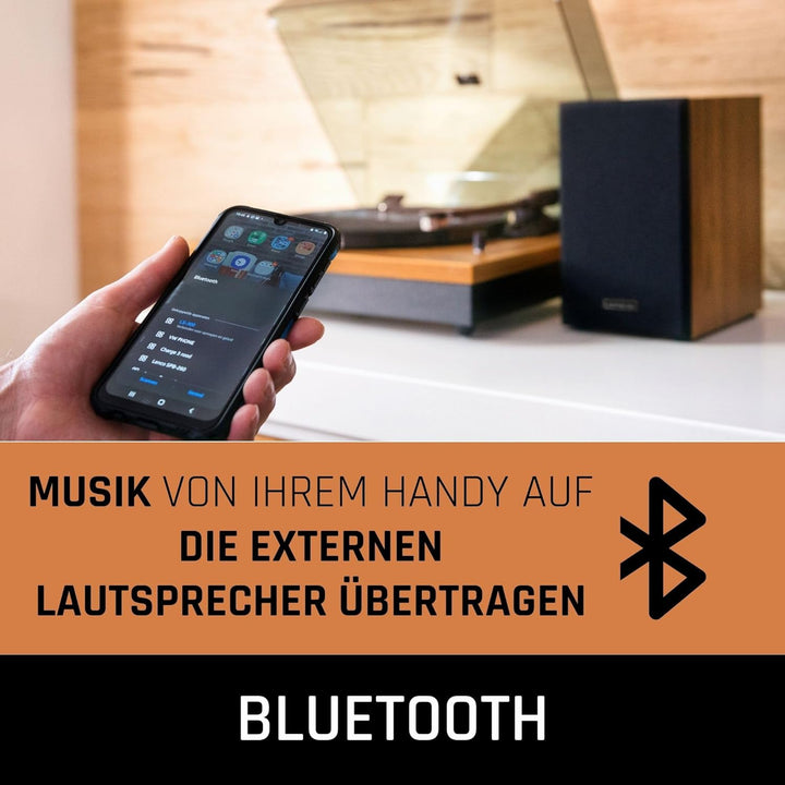 Lenco LS-300 - Hi-Fi Plattenspieler mit Bluetooth - Mit externen Lautsprechern 2 x 10 W RMS - Riemen