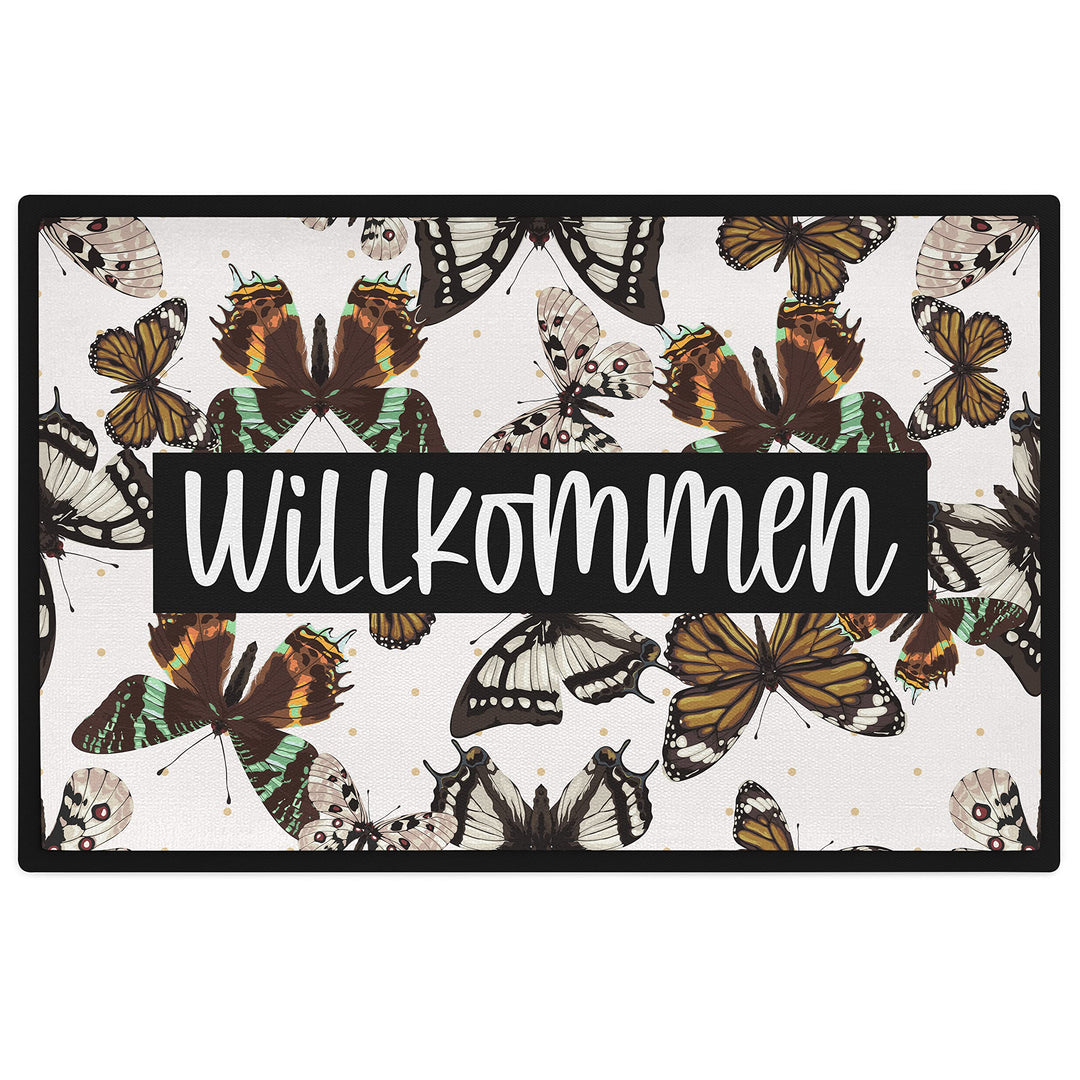 Trendation - Willkommen Fussmatte Grafik Schmutzfangmatte Geschenk Aussen Innenbereich 60x40 cm Wasc