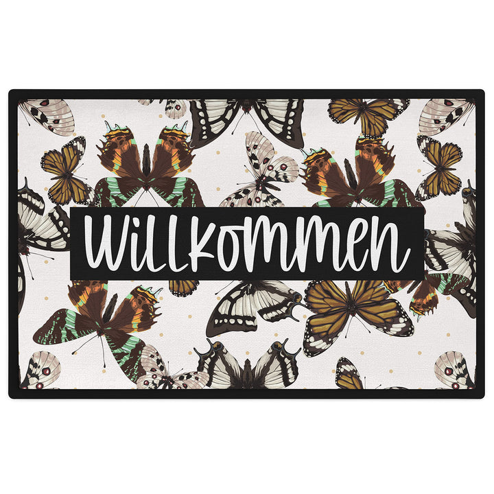 Trendation - Willkommen Fussmatte Grafik Schmutzfangmatte Geschenk Aussen Innenbereich 60x40 cm Wasc