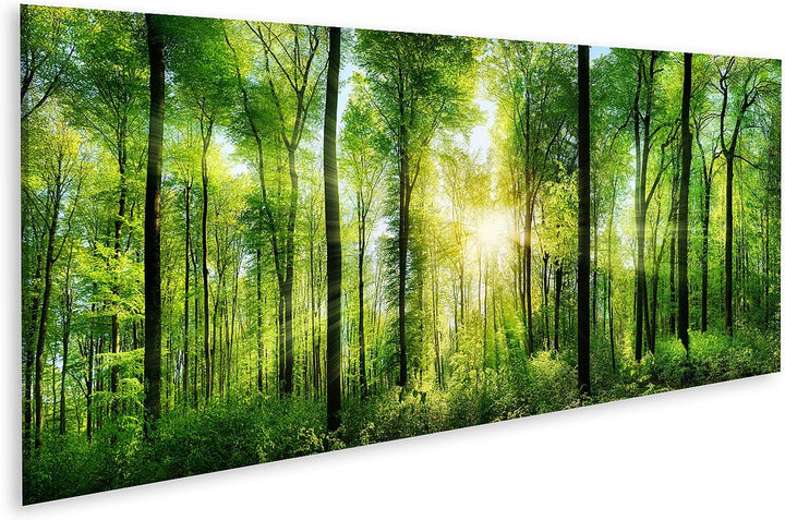 islandburner Bild auf Leinwand Malerischer Wald Grüne Laubbäume Bilder Wandbilder Poster Leinwand 12