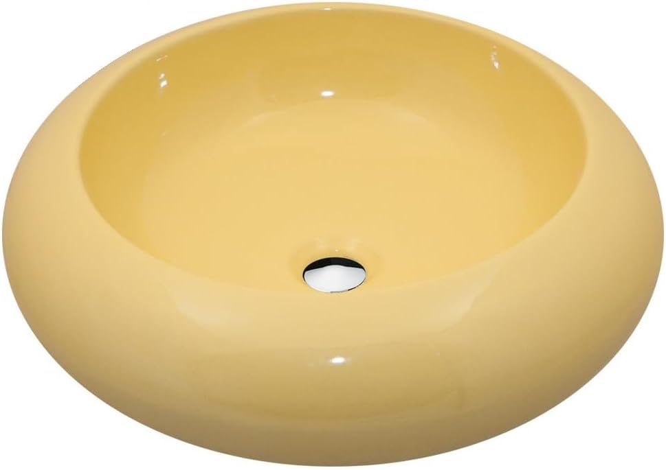 NEG Waschbecken Uno22A (rund) Aufsatz-Waschschale/Waschtisch (gelb) mit breitem Rand und Nano-Beschi