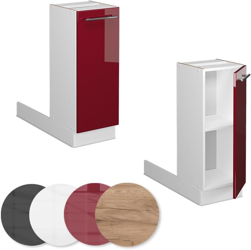 Vicco Kücheninsel Fame-Line, Bordeaux Hochglanz/Weiss, 30 cm ohne Arbeitsplatte Bordeaux Hochglanz R