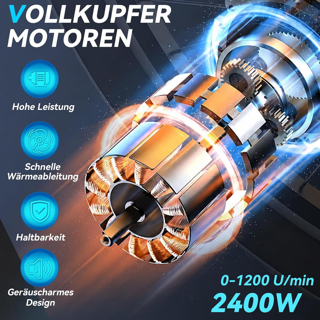 Mörtelrührer, 2400W Rührwerk mit 6-Gang-Getriebe, 1200r/min Quirl Mörtelrührer, Bürstenloser Reiner