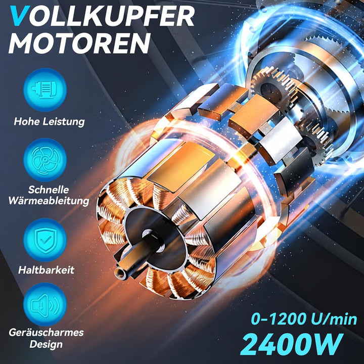 Mörtelrührer, 2400W Rührwerk mit 6-Gang-Getriebe, 1200r/min Quirl Mörtelrührer, Bürstenloser Reiner