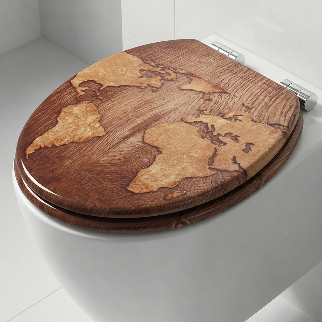 SINOBATH Premium WC Sitz mit Absenkautomatik – hochwertige Toilettendeckel aus Holz, viele bunte Mot