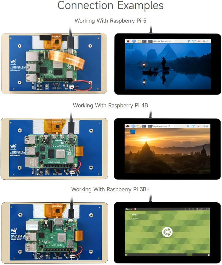 Waveshare 7inch Capacitive Touch Display for Raspberry Pi 800×480 Resolution with DSI Interface