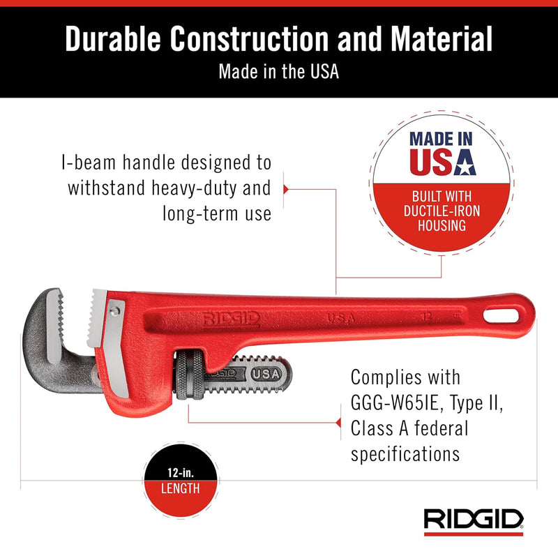 RIDGID 31015 Modell 12" gerade Rohrzange für schwere Beanspruchung, 12" Sanitär-Schraubenschlüssel 1