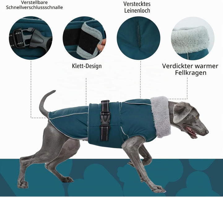Hundemantel Grosse Hunde, Hundemantel Winter wasserdichte Hunde-Schneejacke Winter Hundepullover Fle