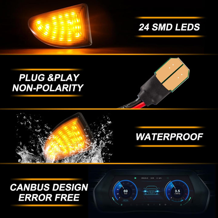 2 Stück Blinker Seitenblinker für Mercedes Benz Smart Fortwo W451 Coupe Cabrio 2007-2019, Schwarz, B