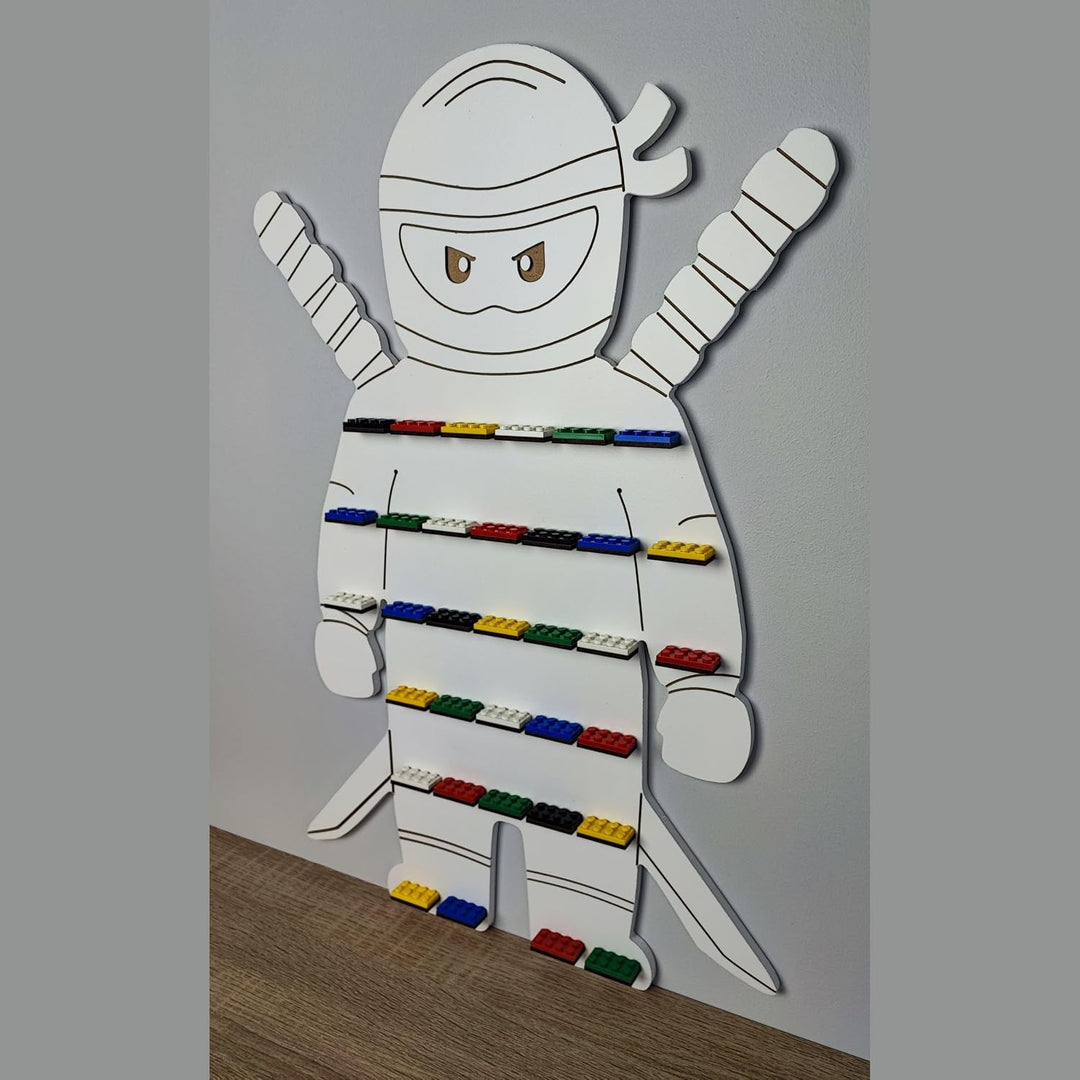 Weiss Ninja Boy Aufbewahrung Regal für Minifiguren. Kinder Schaukasten Regale. Kinderzimmer Holz Wan
