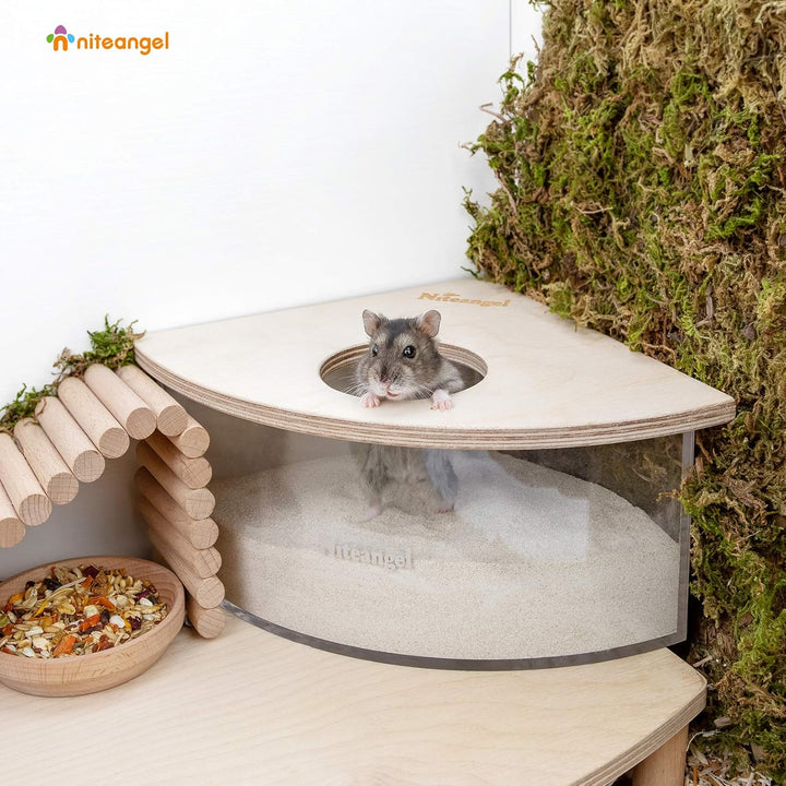 Niteangel Kleintiersandbad-Box - Acryl-Kleintier-Sandbad-Dusche & Sandgruben-Behälter für Hamster, M
