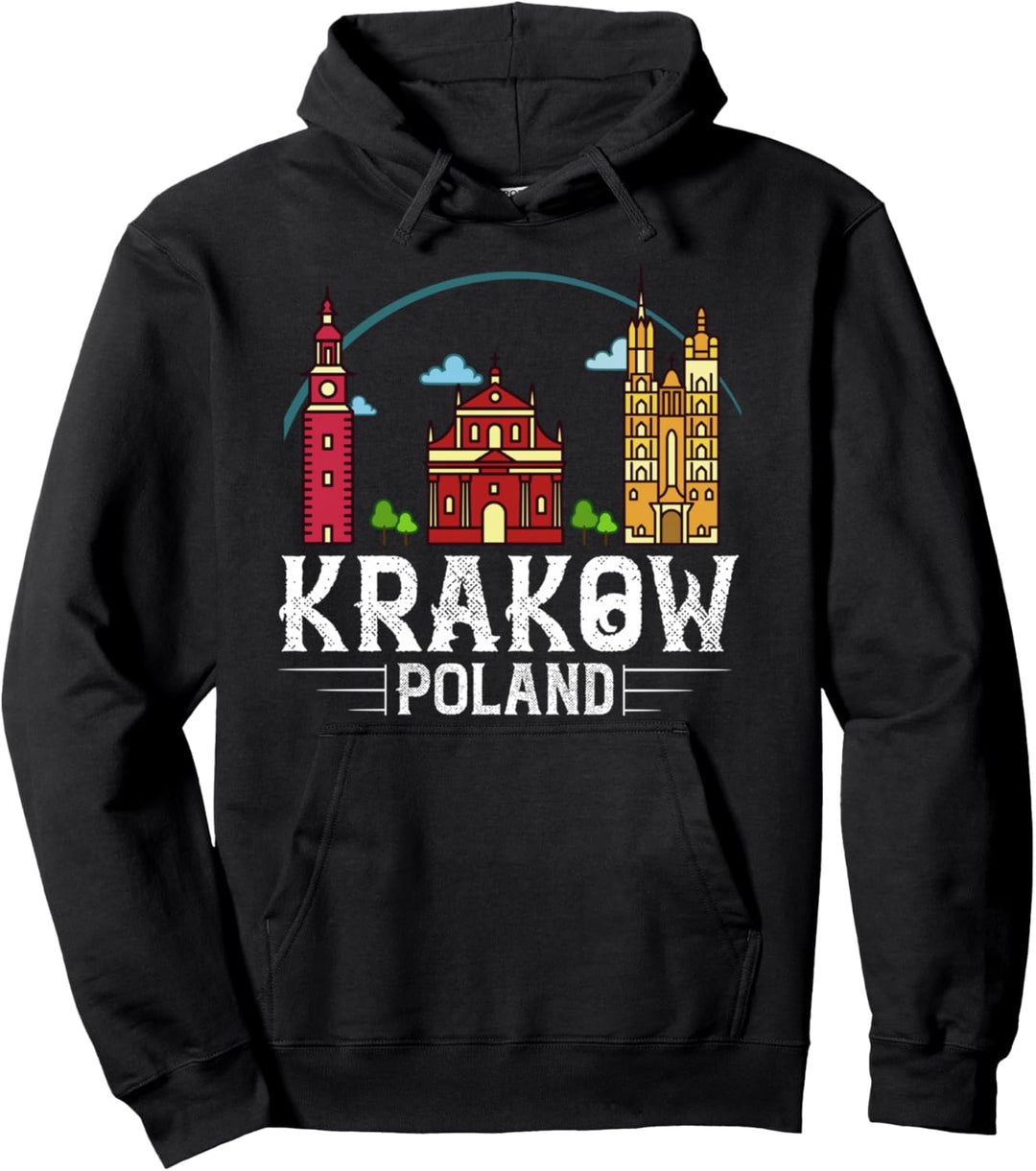 Krakau Polen Stadt Skyline Karte Reisen Pullover Hoodie
