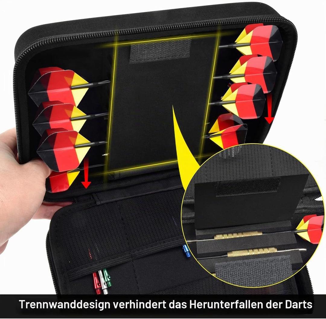 16 Dart Tasche Tragetasche, Schützender Dartcase für Stahl/ Soft Tip Darts, Flüge, Wellen, tragbare