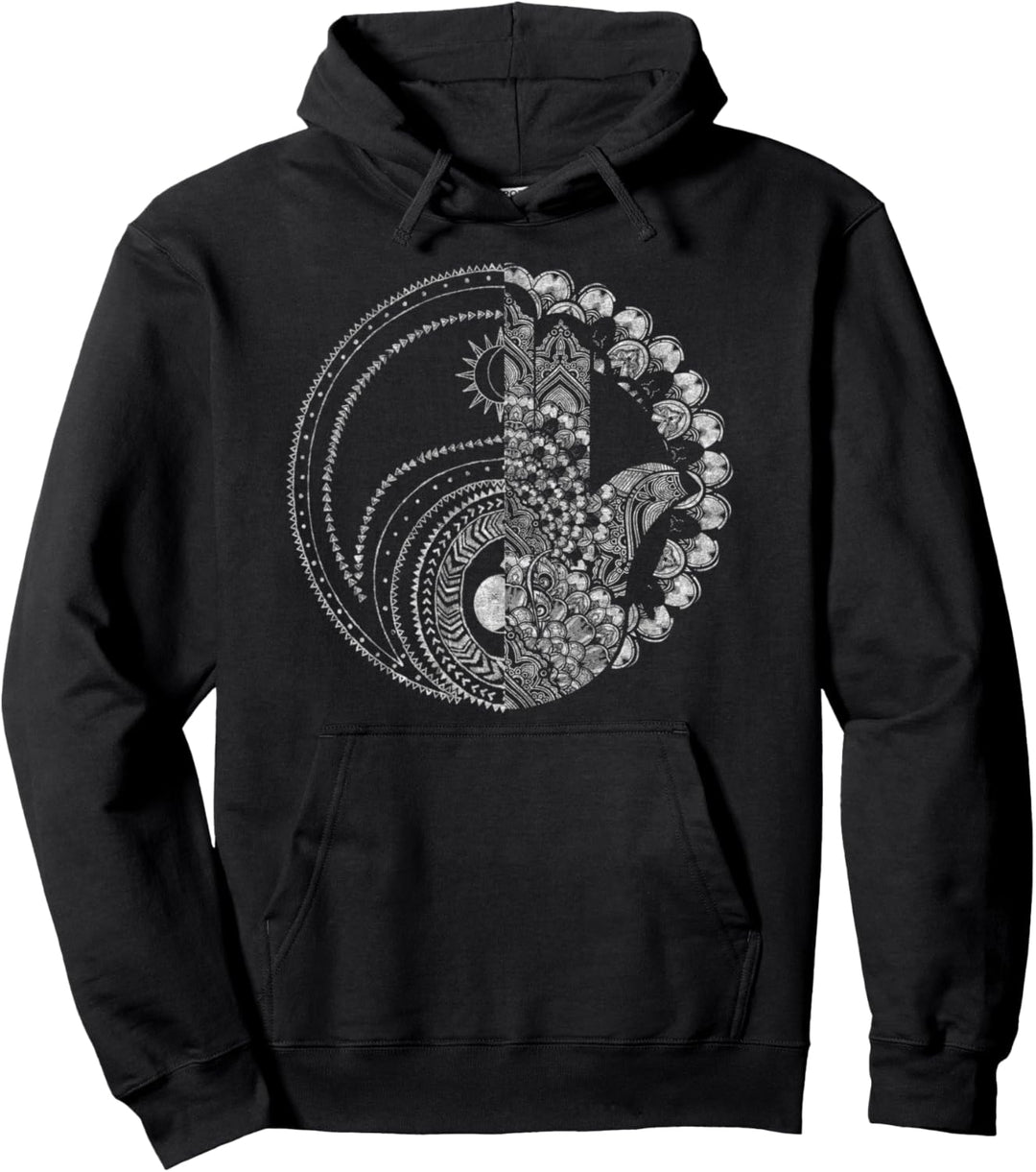 Trendy Hamsa Yin Yang Split Pullover Hoodie