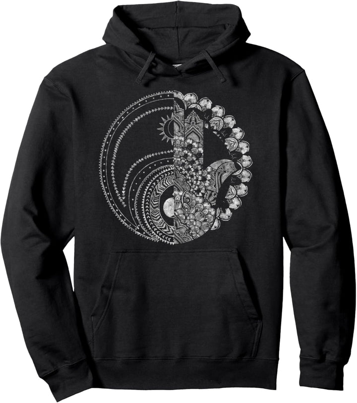 Trendy Hamsa Yin Yang Split Pullover Hoodie
