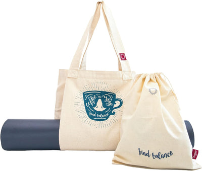 Divasya Yoga-Tasche: geräumige Yogamatten-Tasche aus 100% Bio-Baumwolle, mit Seitentasche für die Yo