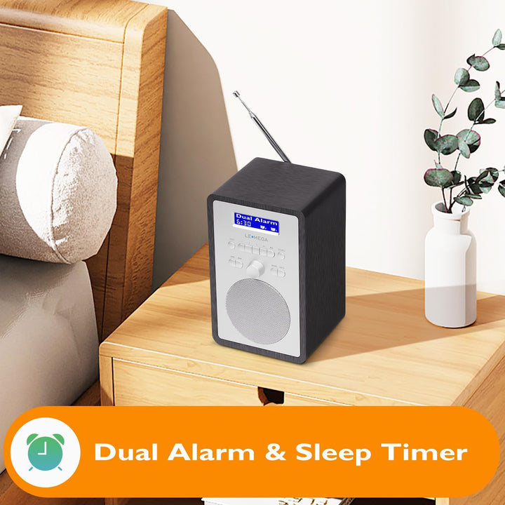 LEMEGA CR2+ DAB/DAB+ Digitalradio, UKW-Digitalradio, DAB-Radio, Netzbetrieb, Dual-Alarmuhr, Schlumme