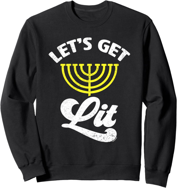 Let's Get Lit Jewish Menorah Funny Hanukkah Gift Sweatshirt