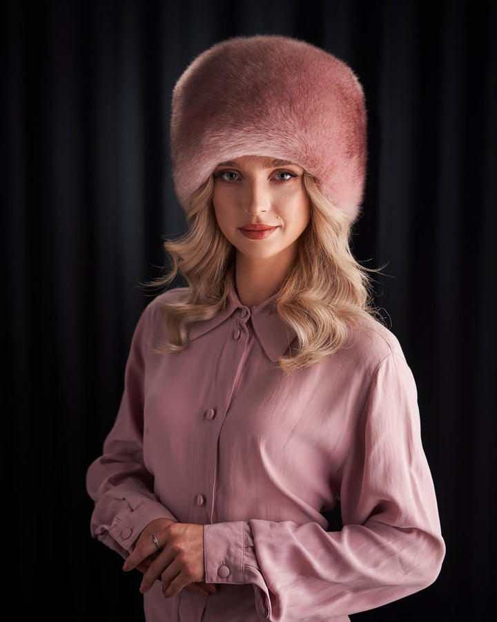 Futrzane Siberian Kosakenmütze - Pelzmütze Damen - Fell Pelz Russische Mütze XS Rosa Siberian, XS Ro