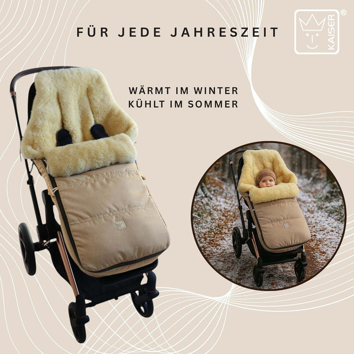 Kaiser Dublas 2.0 Lammfell-Fusssack für Kinderwagen, 95 x 45 cm, Wasserabweisend (ginger), ginger