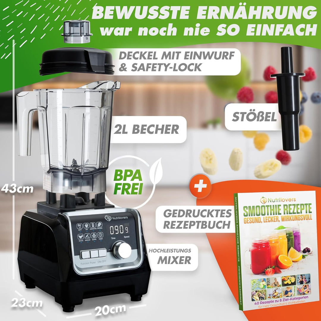 NUTRI-BLENDER MAX+ Hochleistungsmixer 2000W Standmixer Smoothie Hochleistung Smoothie-Maker Profi Mi