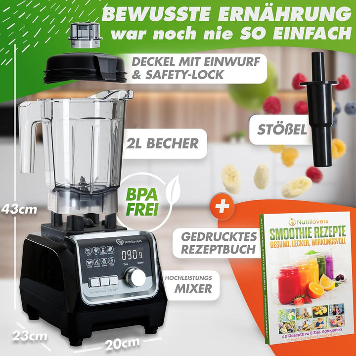 NUTRI-BLENDER MAX+ Hochleistungsmixer 2000W Standmixer Smoothie Hochleistung Smoothie-Maker Profi Mi