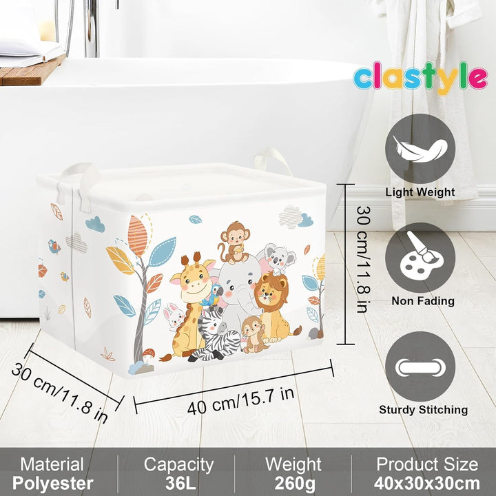 Clastyle Niedliches Tier Kinder Wäschekorb mit Henkel Faltbar Kleidung Spielzeug Aufbewahrungskorb J