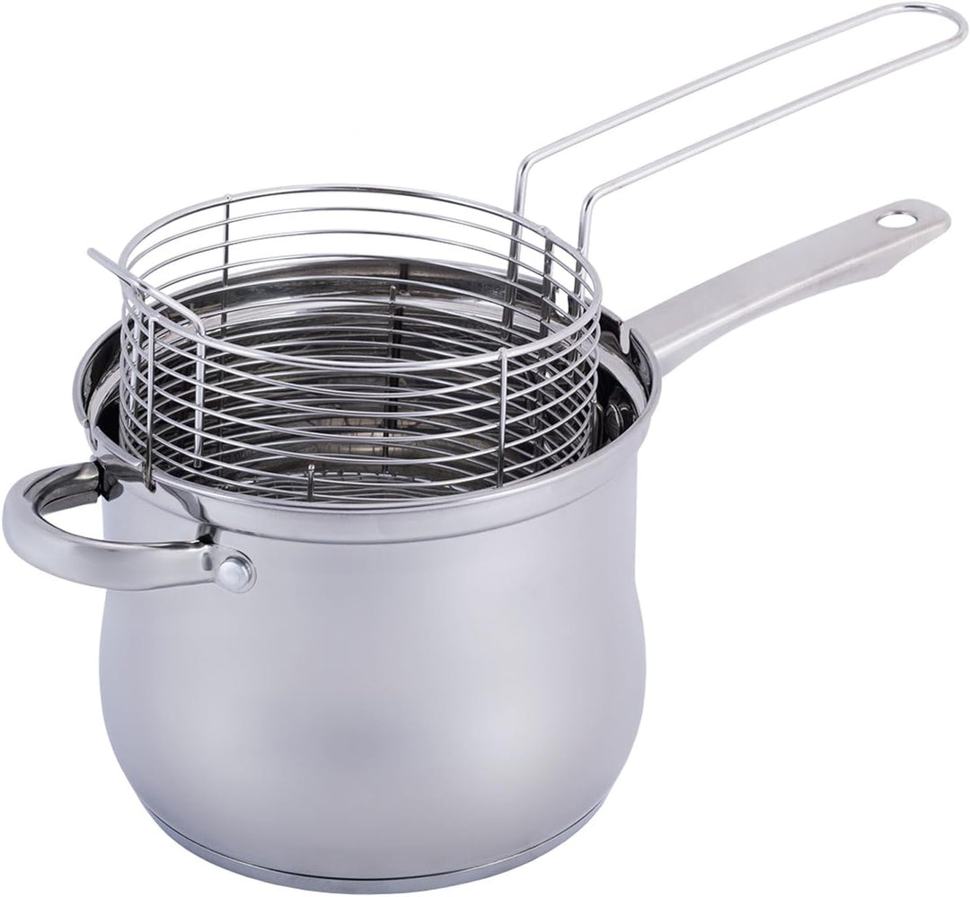 3.5L Frittiertopf Friteuse Frites Kochtopf Frittierpfanne Pommestopf mit Frittierkorb Pommes Indukti