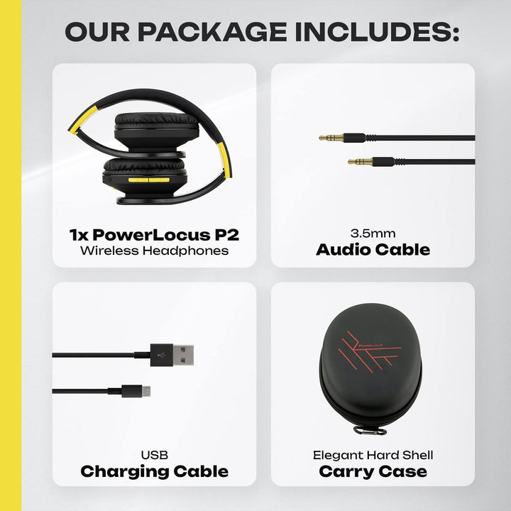 PowerLocus Bluetooth Over-Ear Kopfhörer, Kabellos Stereo Faltbare Kopfhörer Kabellose und Kabel-Kopf