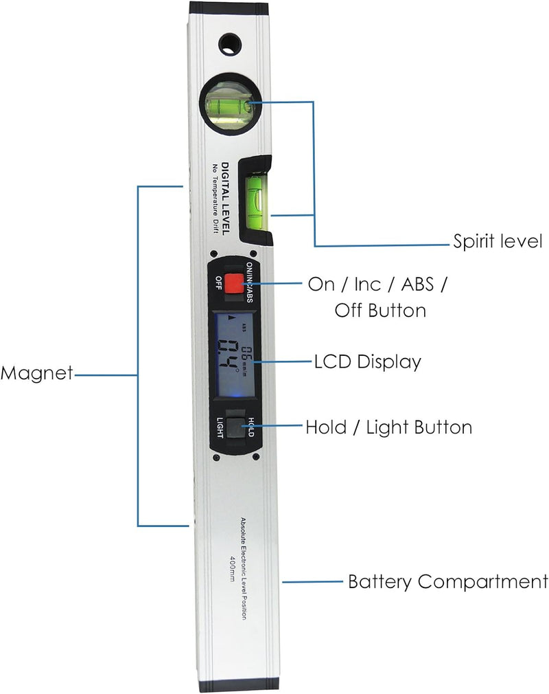 Winkelmesser Lineal Werkzeug Gauge Wasserwaage 42 cm 420 mm 41,9 cm lang digitalem Neigungsmesser pr