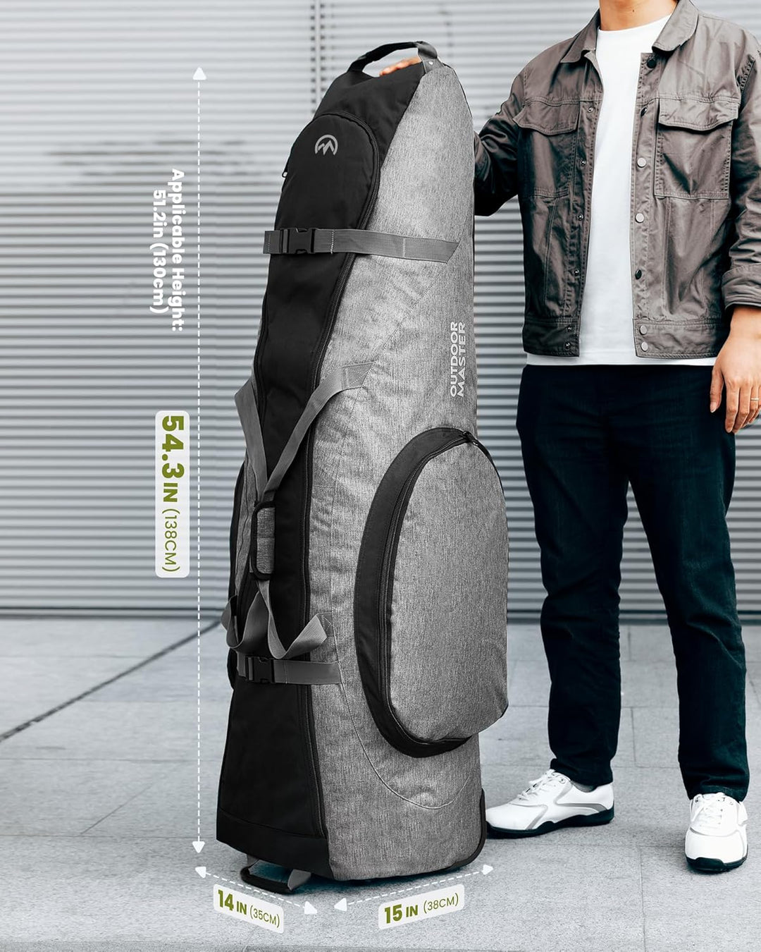 OutdoorMaster Gepolstert Golf Reisetasche mit Verstärkte Räder, 900D Heavy Duty Oxford Abriebfestigk