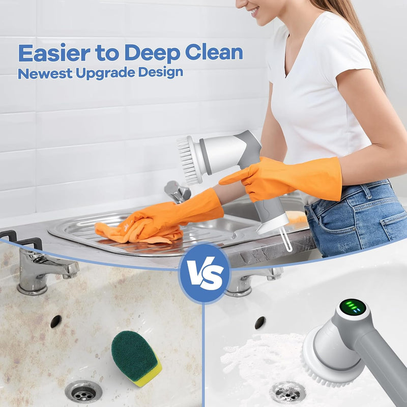 Elektrische Reinigungsbürste,Spin Scrubber für Bad und Fugen,Cleaning Brush für Haushalt mit 6 Bürst