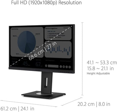 Viewsonic VG2748A-2 68,6 cm (27 Zoll) Büro Monitor (Full-HD, IPS-Panel, HDMI, DP, USB 3.0 Hub, Höhen