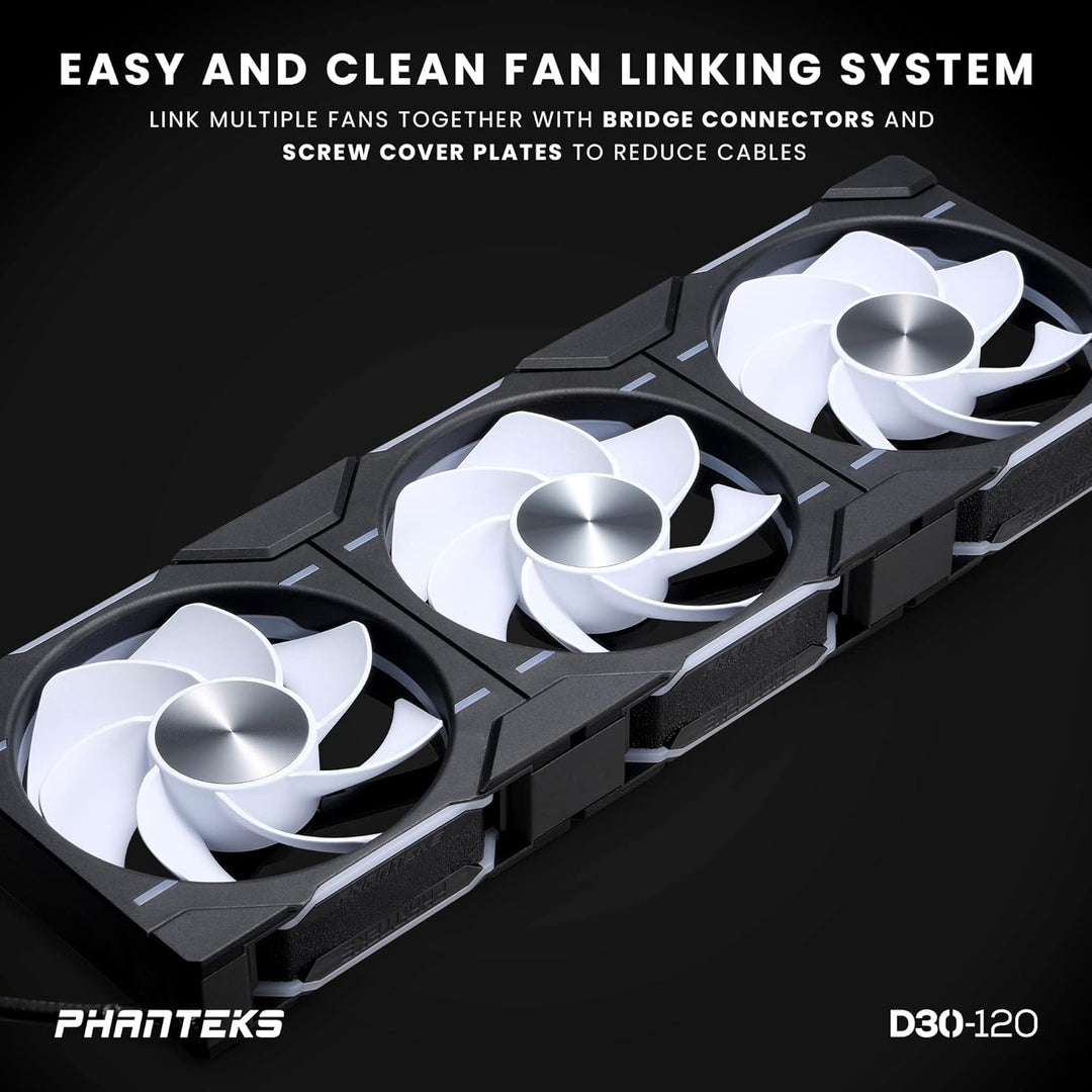 PHANTEKS D30 PWM Reverse Airflow D-RGB Lüfter - 120mm, schwarz 1 Stück - Reverse Black, 1 Stück - Re