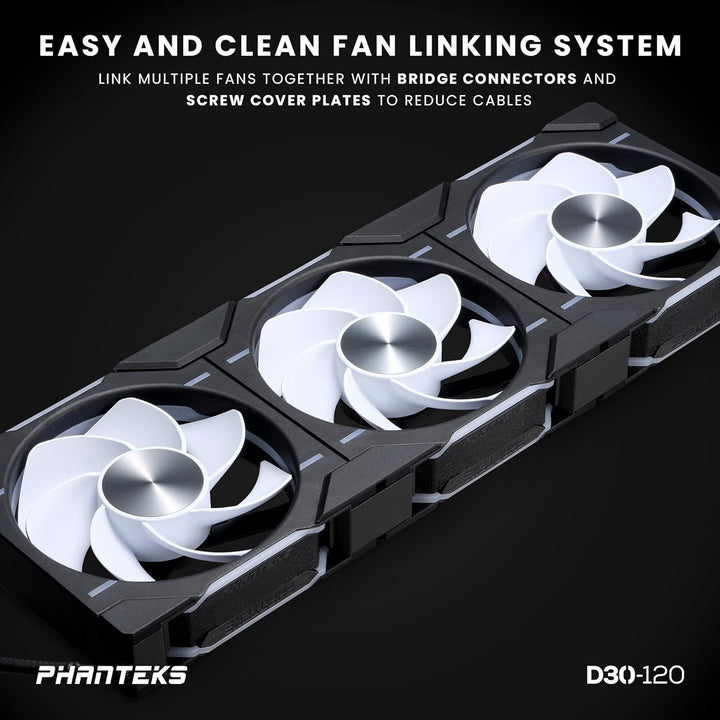 PHANTEKS D30 PWM Reverse Airflow D-RGB Lüfter - 120mm, schwarz 1 Stück - Reverse Black, 1 Stück - Re