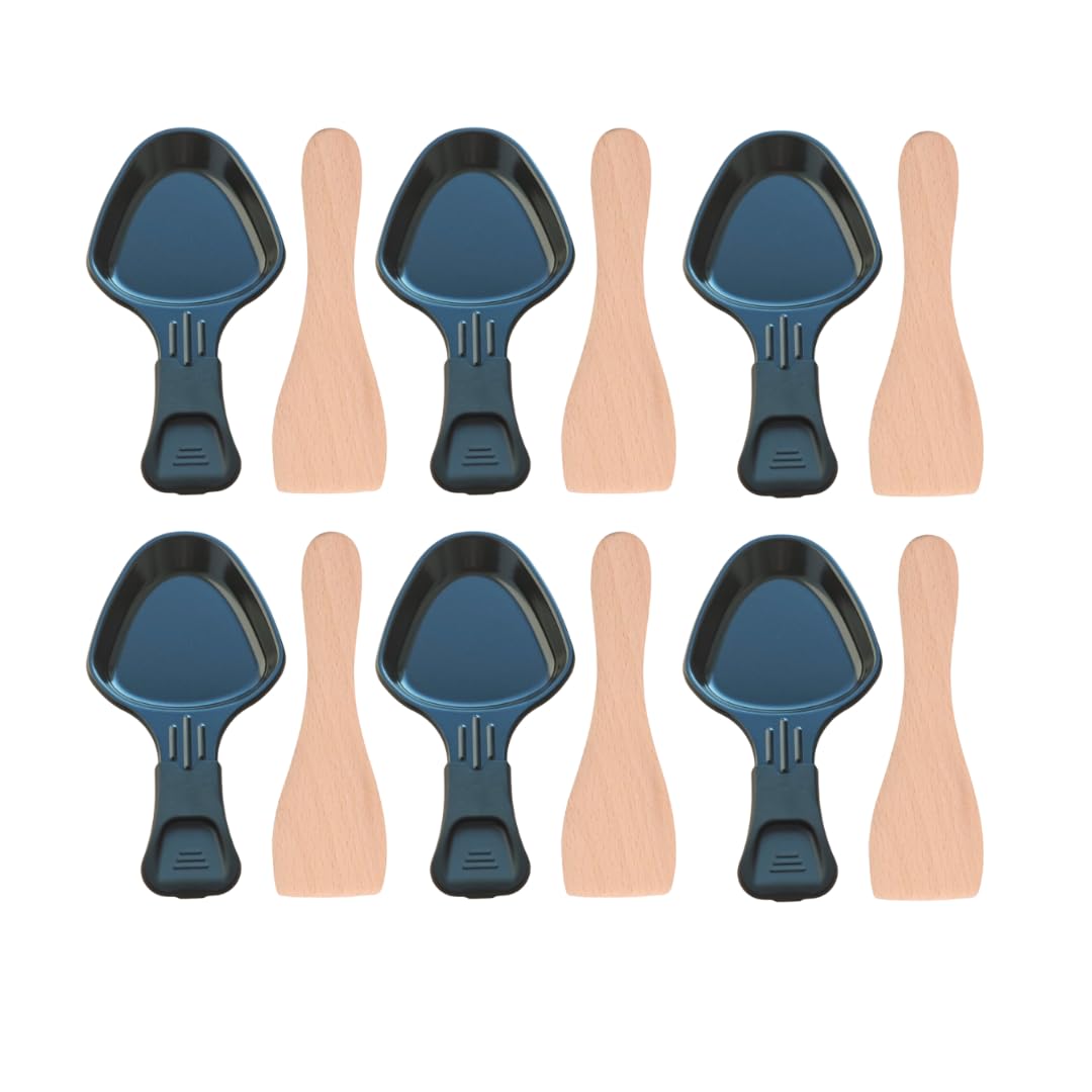 SOS Accessoire Raclette für Pfannen, multifunktional, Mini-Set, Holz, antihaftbeschichtet, tragbar,