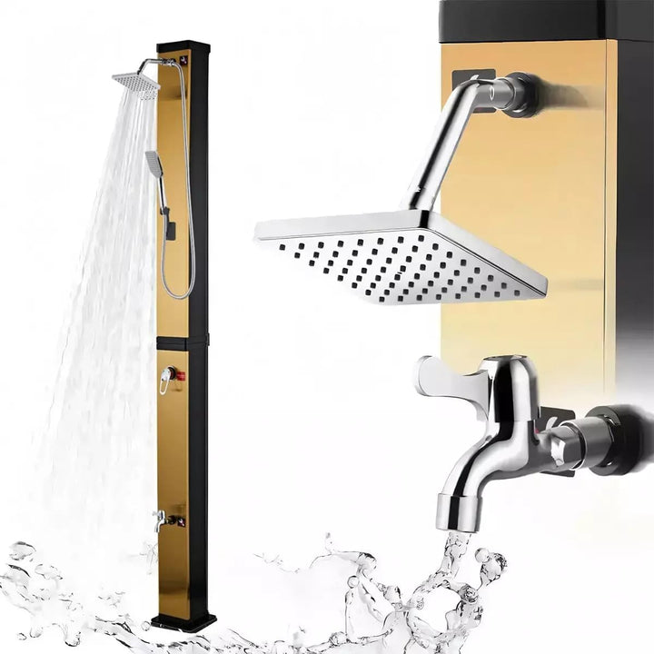 EGO INTERIORS Solar-Dusche für Garten, 40 Liter, Fussdusche, Handbrause, Outdoor, Regenduschkopf 15