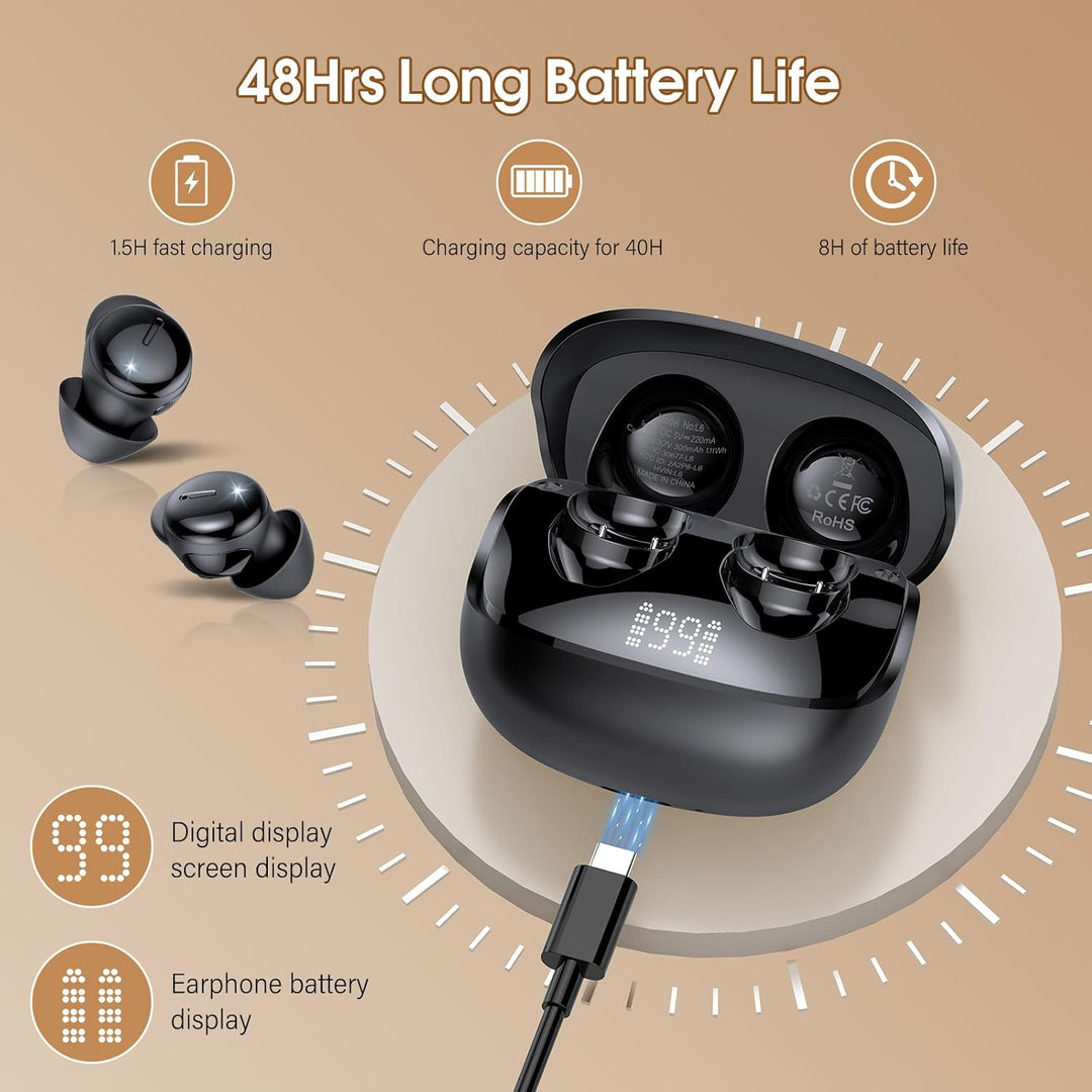 In Ear Kopfhörer, Hi-Fi Klang Schlafkopfhörer, Kabellose Kopfhörer Bluetooth 5.4 mit 4 ENC Mikrofone